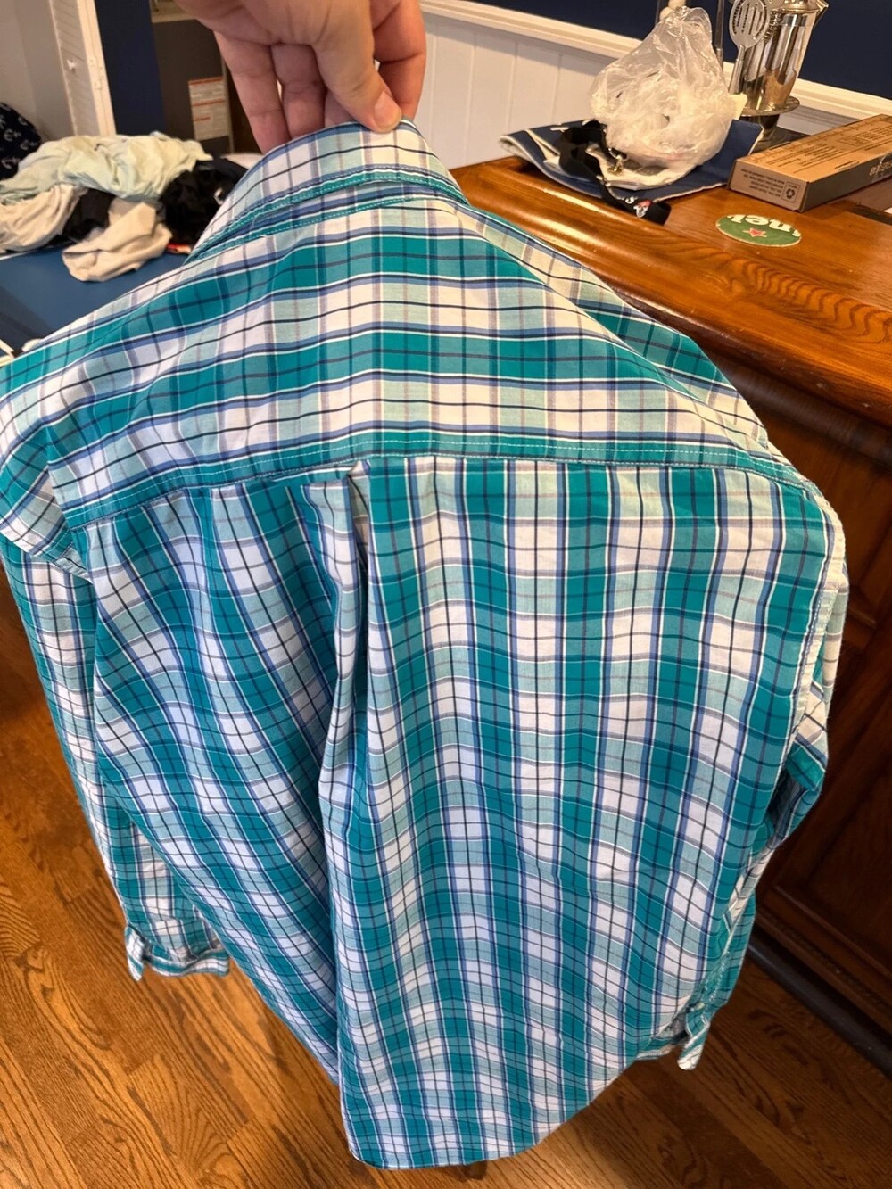 Chaps Aqua Color patterned Button Up XLT - Picture 6 of 6